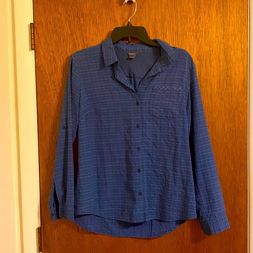 Eddie Bauer Women's Blue Button Up Blouse